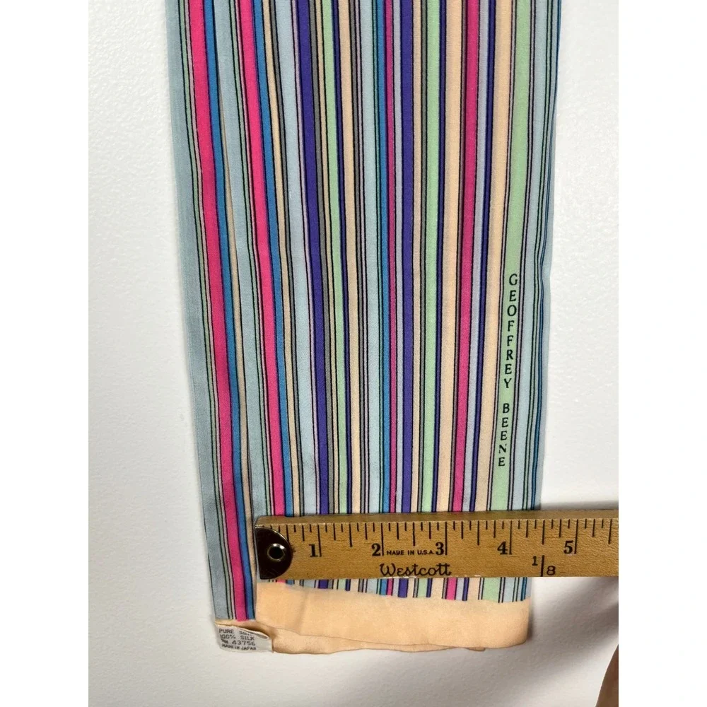 Geoffrey Beene Vintage Silk Scarf Multi Color Vertical Stripe Made in Japan Mens